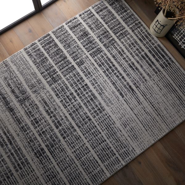 Sanford 8116E Striped Abstract Rug In Grey Ivory - Grey